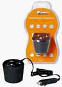 AIRLINE Прикуриватель-разветвитель 2 гнезда + 2USB в подстаканник с индикатором зарядки АКБ обрезиненый ASP2U12 (preview)